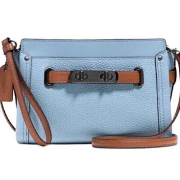 Coach 53107 Swagger Cornflower Colorblock Pebble Leather EUC - Picture 1 of 6